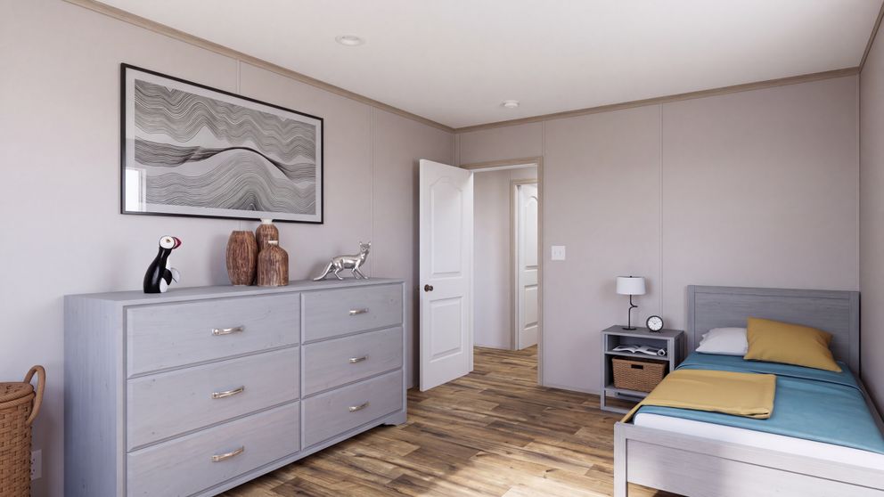 The MOUNTAIN BREEZE 3260 Bedroom. This Manufactured Mobile Home features 3 bedrooms and 2 baths.