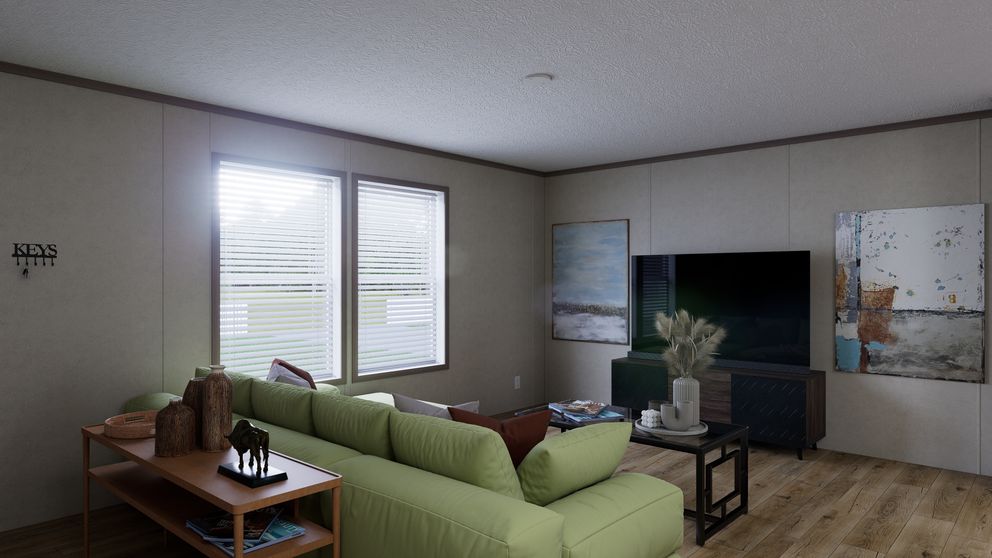 The 5228-CC51 PILLAR 52 Living Room. This Manufactured Mobile Home features 3 bedrooms and 2 baths.