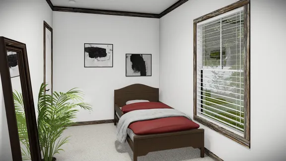 The THE BANDIT Guest Bedroom. This Manufactured Mobile Home features 3 bedrooms and 2 baths.