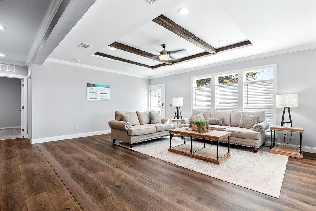 The THE VAIL Living Room. This Manufactured Mobile Home features 3 bedrooms and 2 baths.