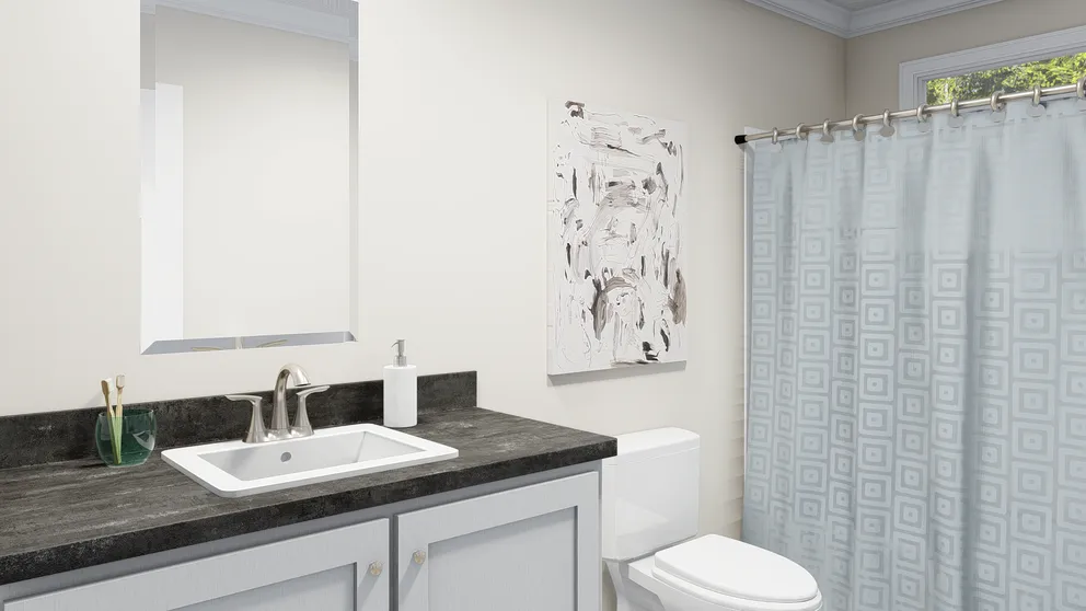 The PALMETTO 6101 Guest Bathroom. This Manufactured Mobile Home features 4 bedrooms and 2.5 baths.