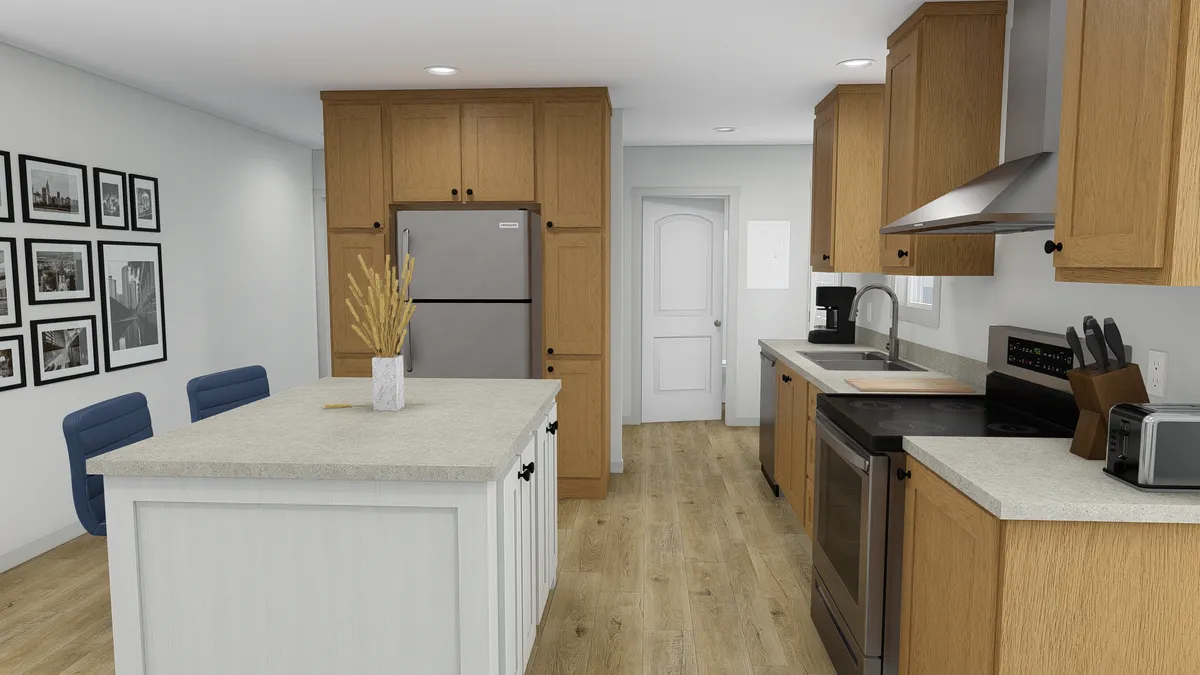 The YESTERDAY Kitchen. This Manufactured Mobile Home features 1 bedroom and 1 bath.