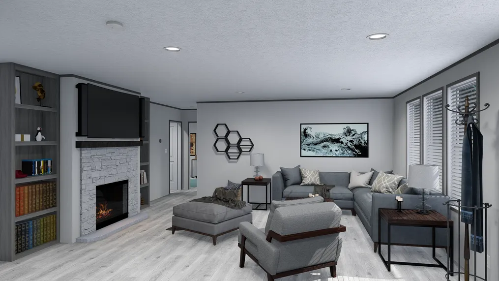 The DIAMOND Living Room. This Manufactured Mobile Home features 3 bedrooms and 2 baths.