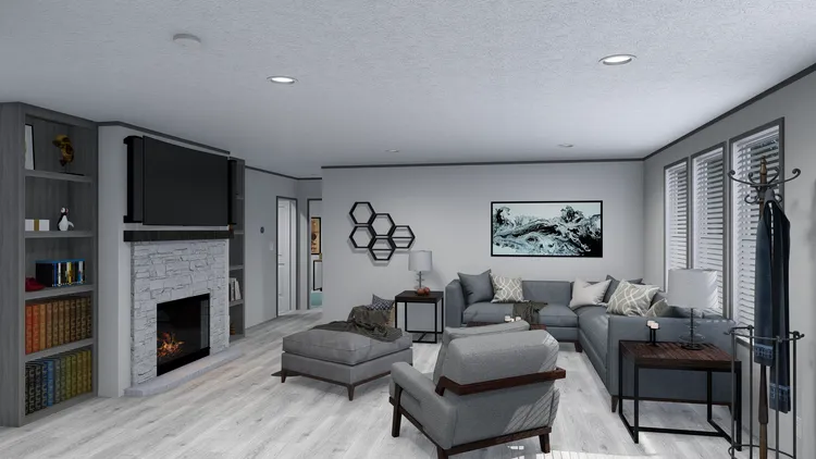 The DIAMOND Living Room. This Manufactured Mobile Home features 3 bedrooms and 2 baths.