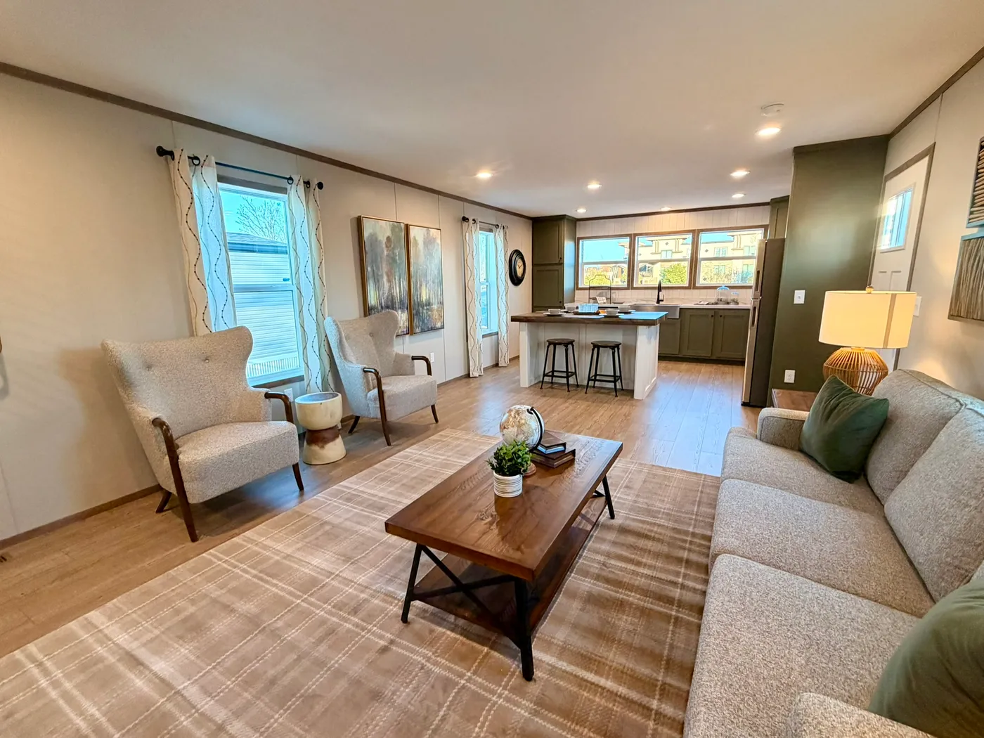 The BERYL Living Room. This Manufactured Mobile Home features 3 bedrooms and 2 baths.