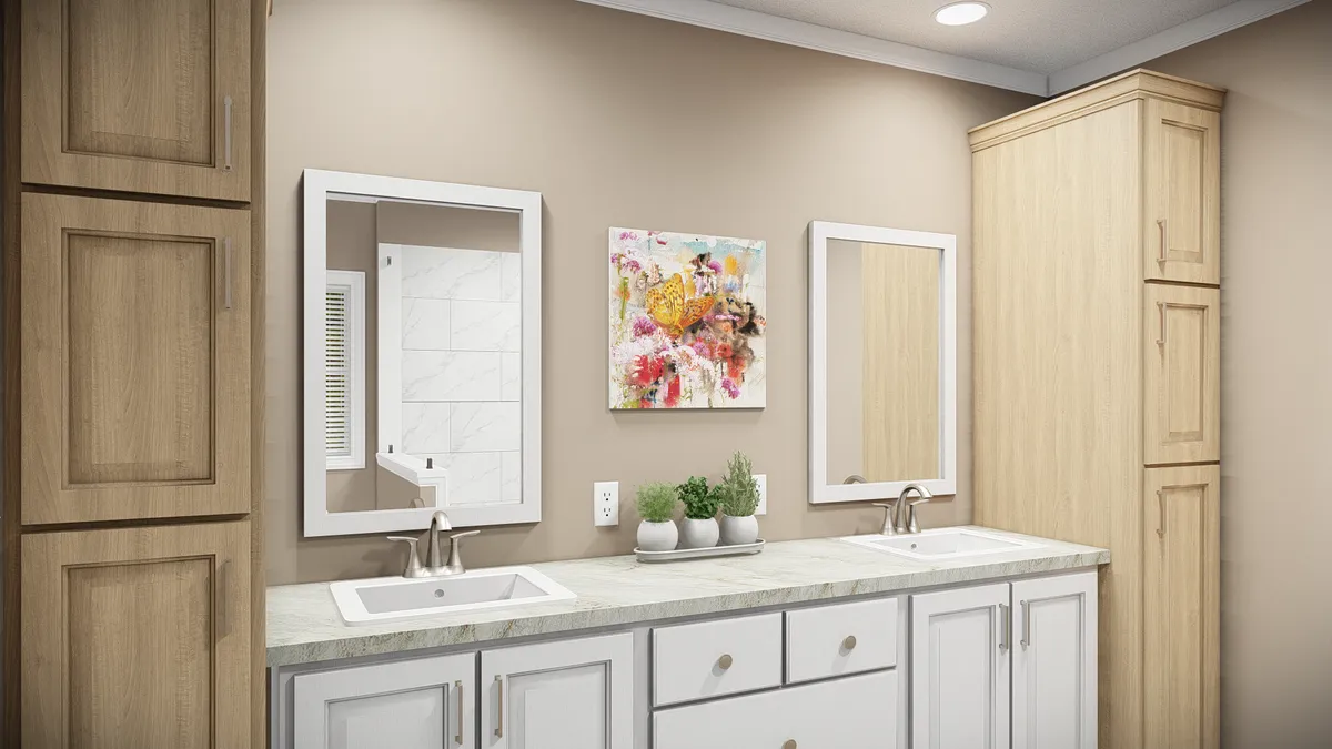 The THE BANDON Master Bathroom. This Manufactured Mobile Home features 3 bedrooms and 2 baths.