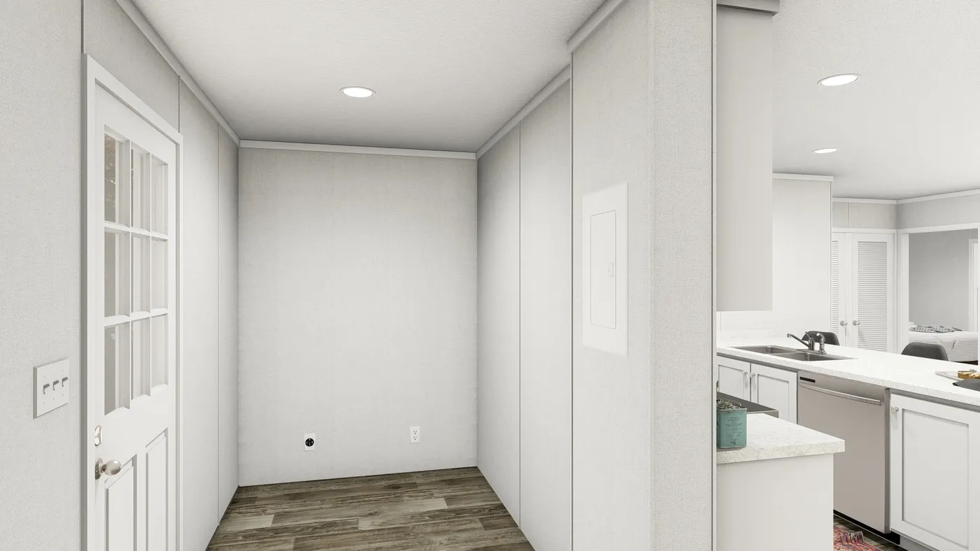 The JADE Utility Room. This Manufactured Mobile Home features 2 bedrooms and 1 bath.