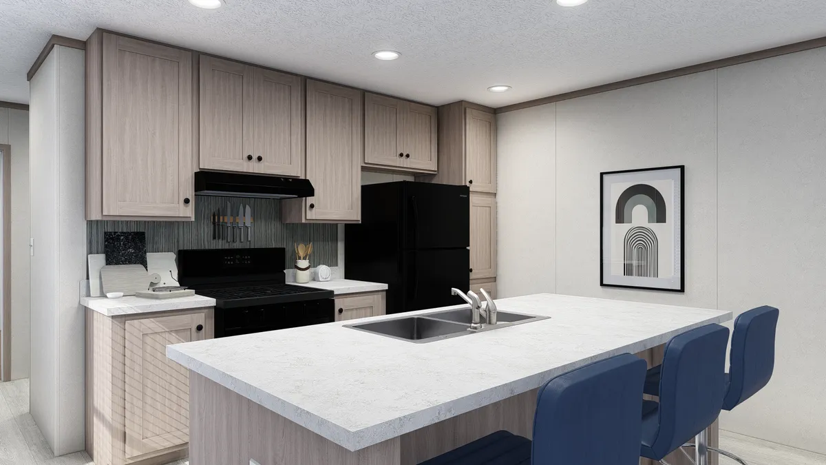 The 6016-4791 THE PULSE Kitchen. This Manufactured Mobile Home features 2 bedrooms and 2 baths.