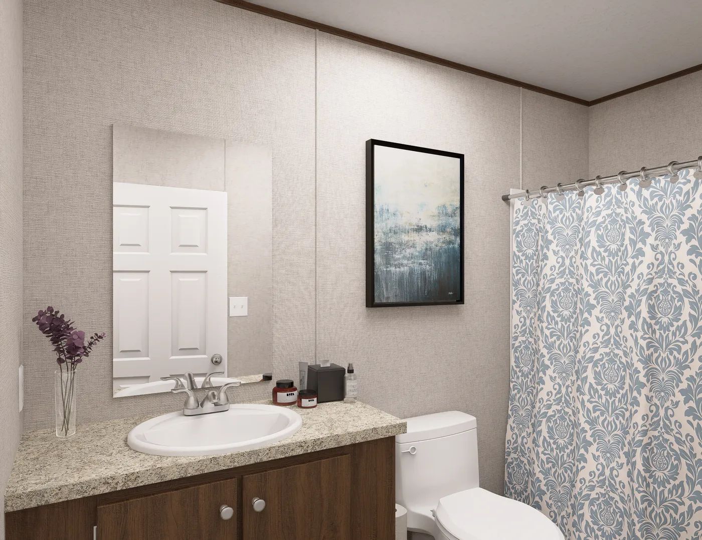 The DOGWOOD Primary Bathroom. This Manufactured Mobile Home features 2 bedrooms and 2 baths.
