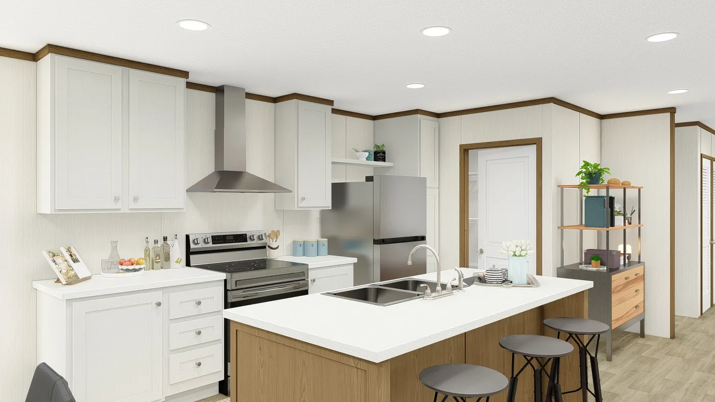 The IMPACT Kitchen. This Manufactured Mobile Home features 4 bedrooms and 2 baths.