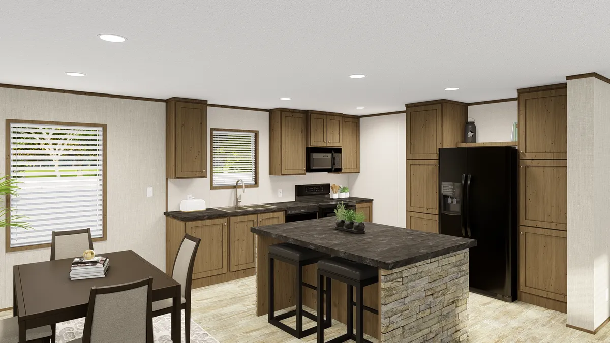 The GRAND LIVING 64 Kitchen. This Manufactured Mobile Home features 3 bedrooms and 2 baths.