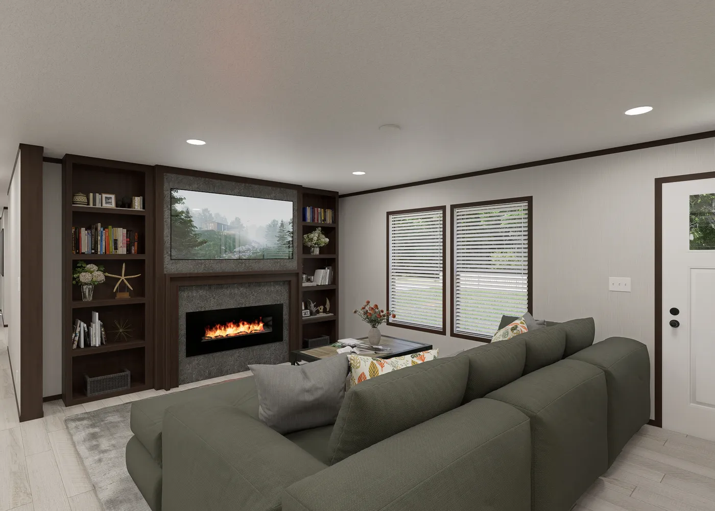 The SAPPHIRE Living Room. This Manufactured Mobile Home features 4 bedrooms and 2 baths.