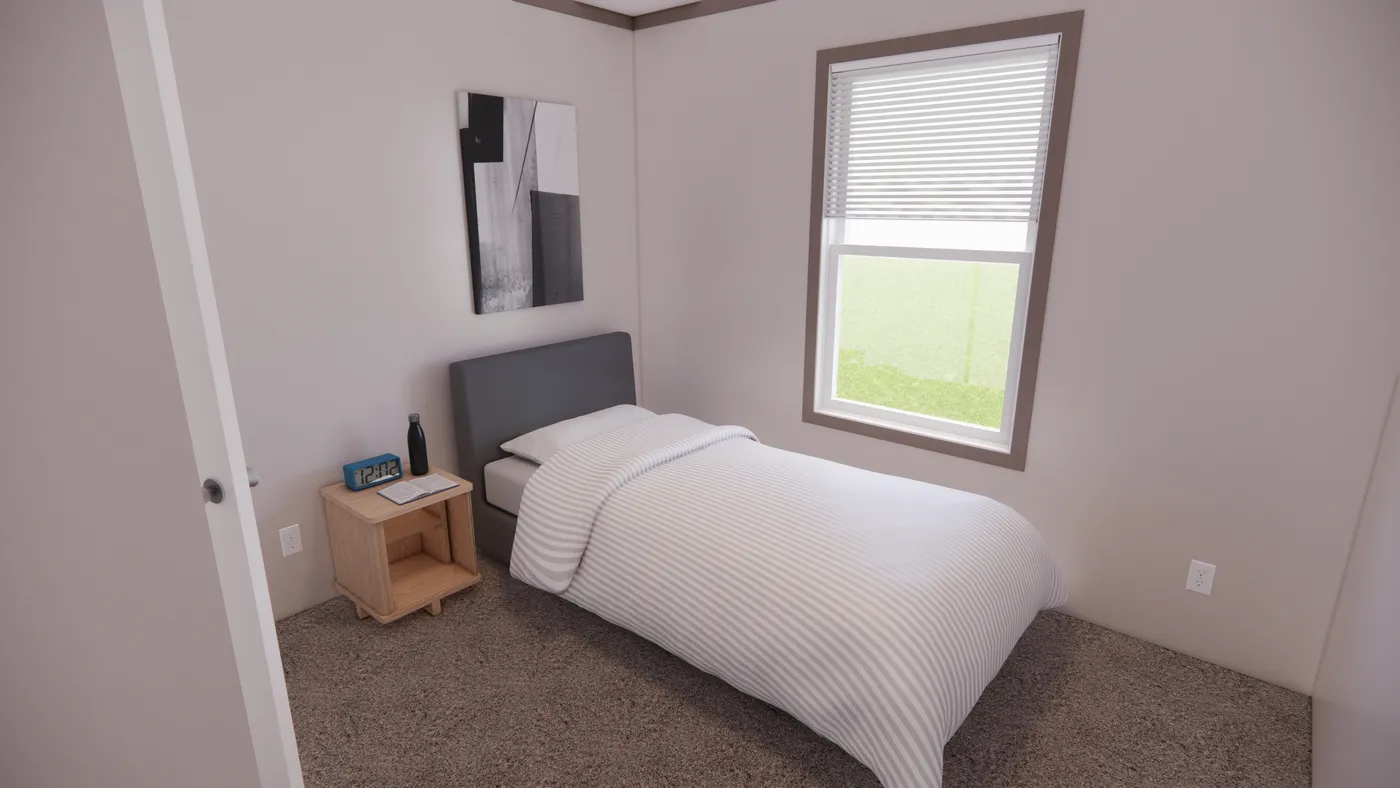 The 7616-4200 ADRENALINE Guest Bedroom. This Manufactured Mobile Home features 3 bedrooms and 2 baths.