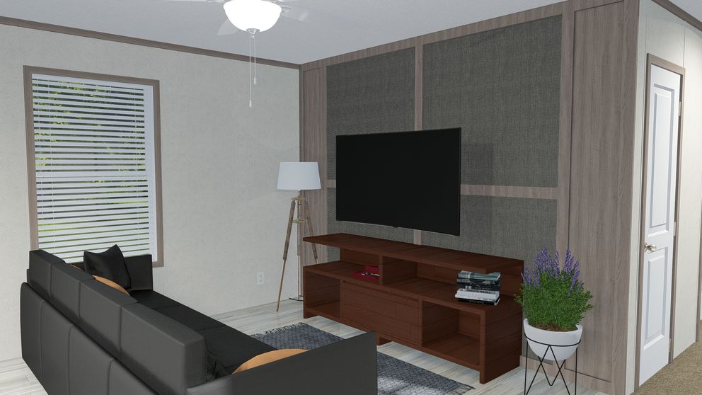 The 6616-4779 THE PULSE Living Room. This Manufactured Mobile Home features 3 bedrooms and 2 baths.
