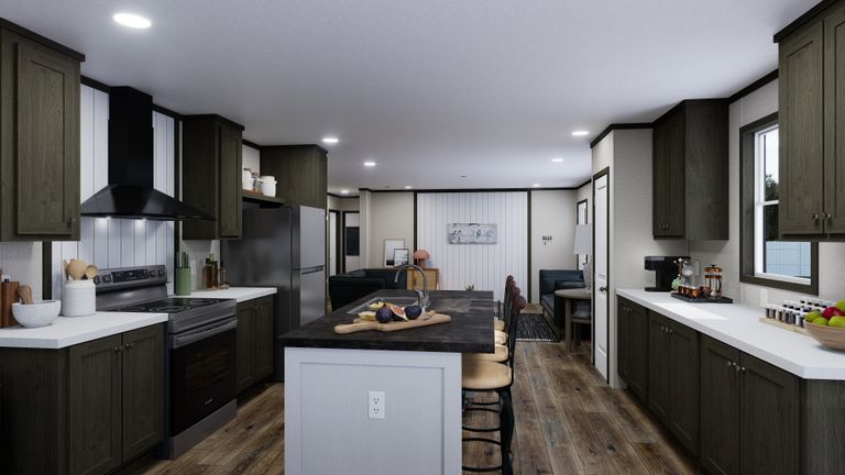 The FLOURISH Kitchen. This Manufactured Mobile Home features 3 bedrooms and 2 baths.
