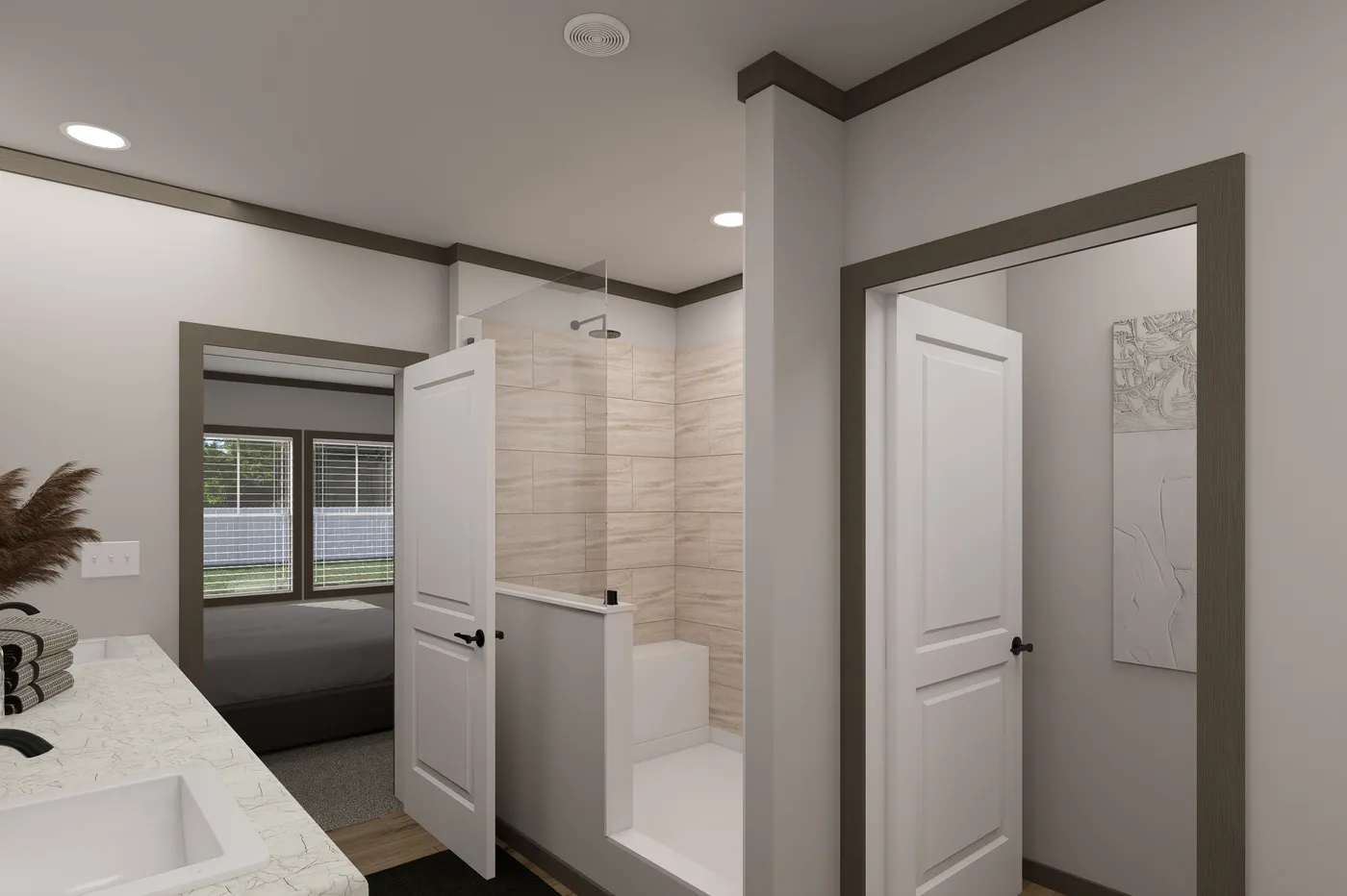 The EASY LIVIN' Primary Bathroom. This Manufactured Mobile Home features 3 bedrooms and 2 baths.