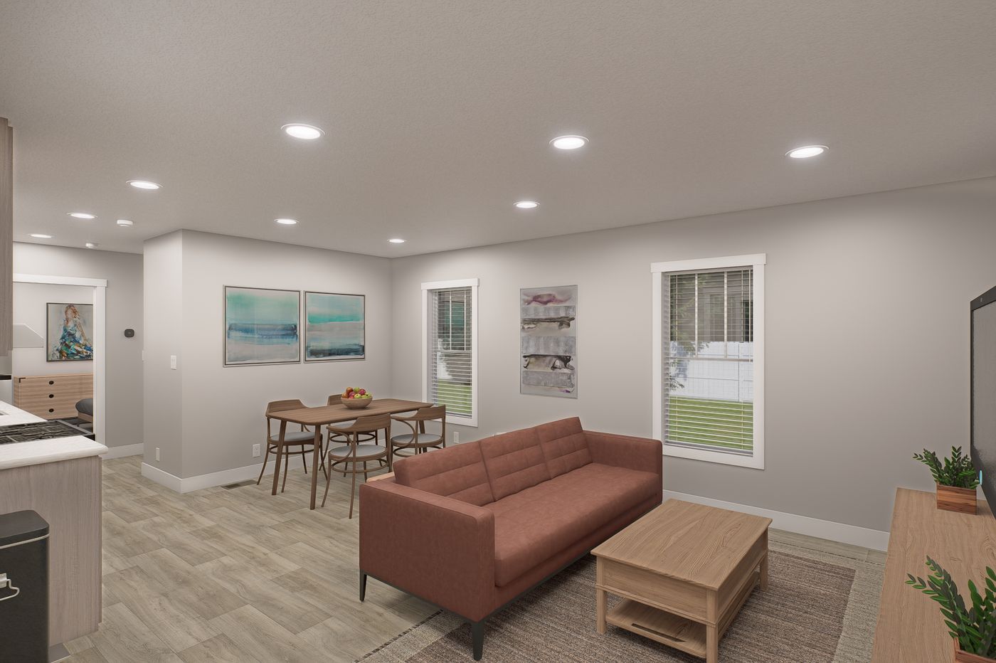 The RIGHT CHOICE 106 Living Room. This Manufactured Mobile Home features 3 bedrooms and 2 baths.
