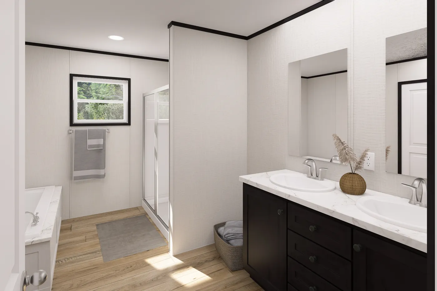 The ULTRA FLEX Primary Bathroom. This Manufactured Mobile Home features 3 bedrooms and 2 baths.