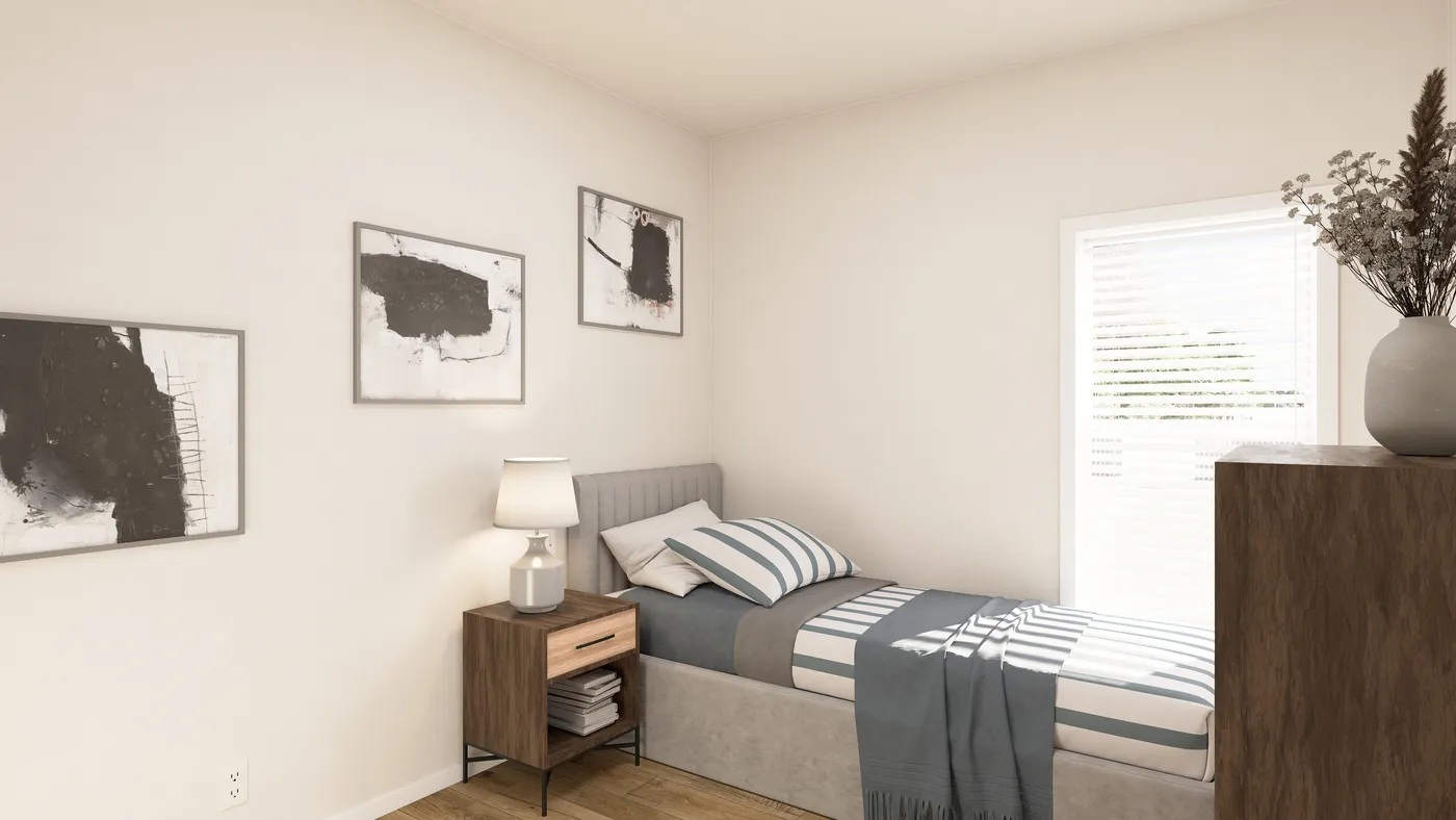 The PREFERRED PLUS CP561F  CLAYTON Bedroom. This Manufactured Mobile Home features 3 bedrooms and 2 baths.