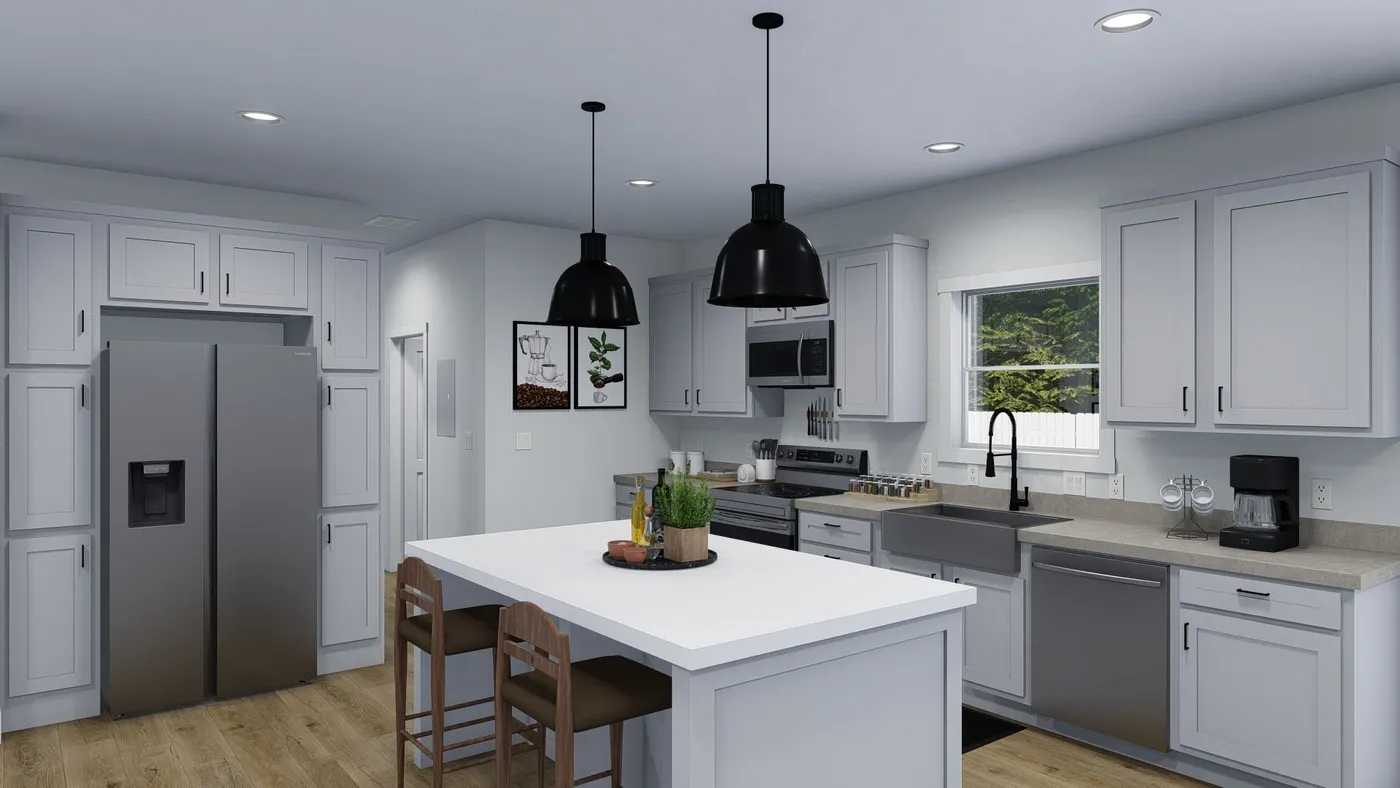 The GRAND Kitchen. This Manufactured Mobile Home features 4 bedrooms and 3 baths.