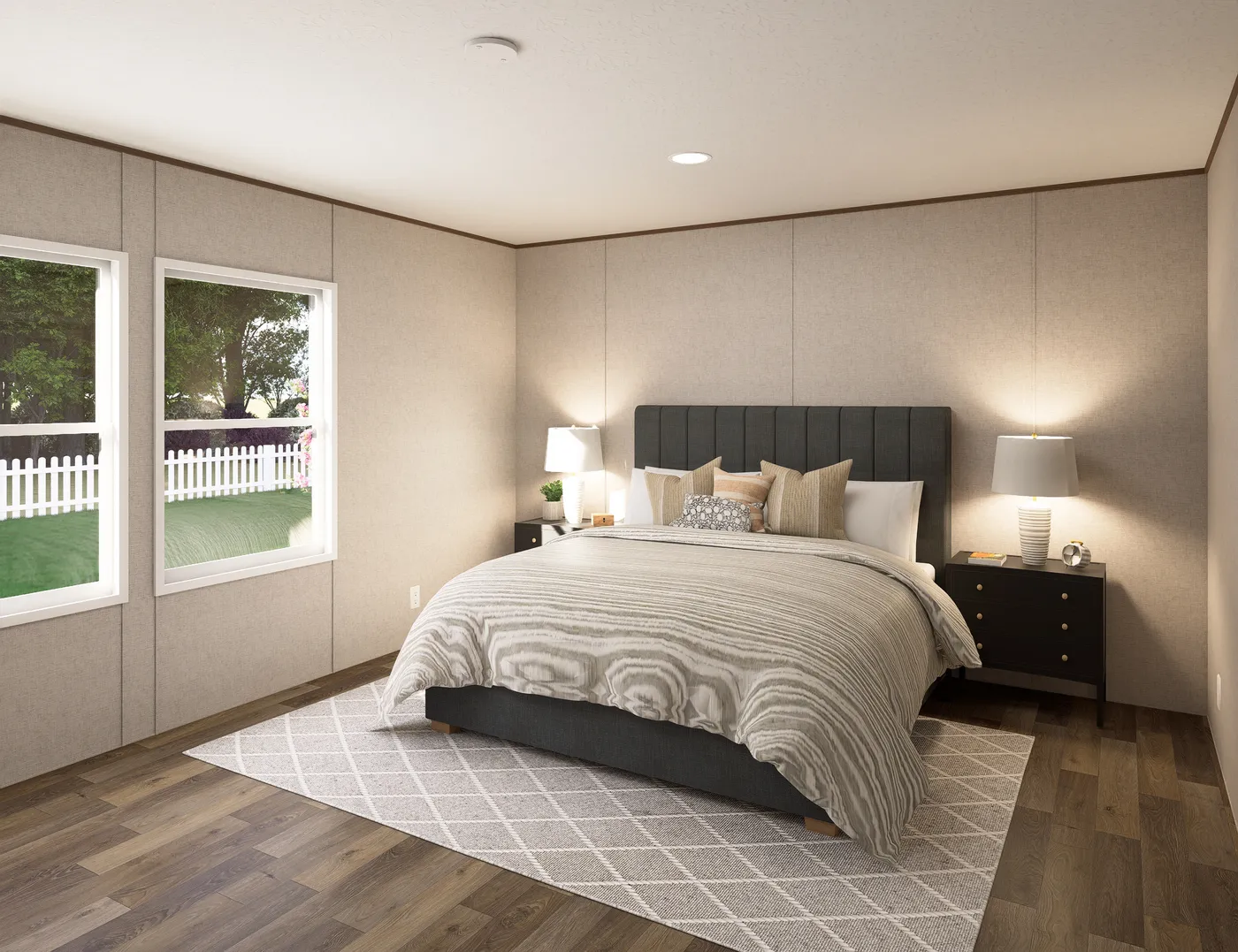 The SPRUCE Primary Bedroom. This Manufactured Mobile Home features 3 bedrooms and 2 baths.