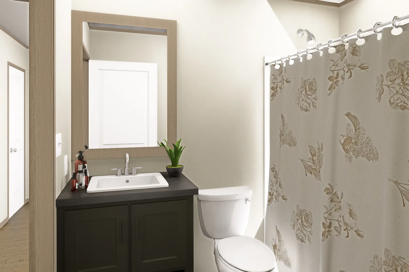 The MARINER Guest Bathroom. This Manufactured Mobile Home features 3 bedrooms and 2 baths.