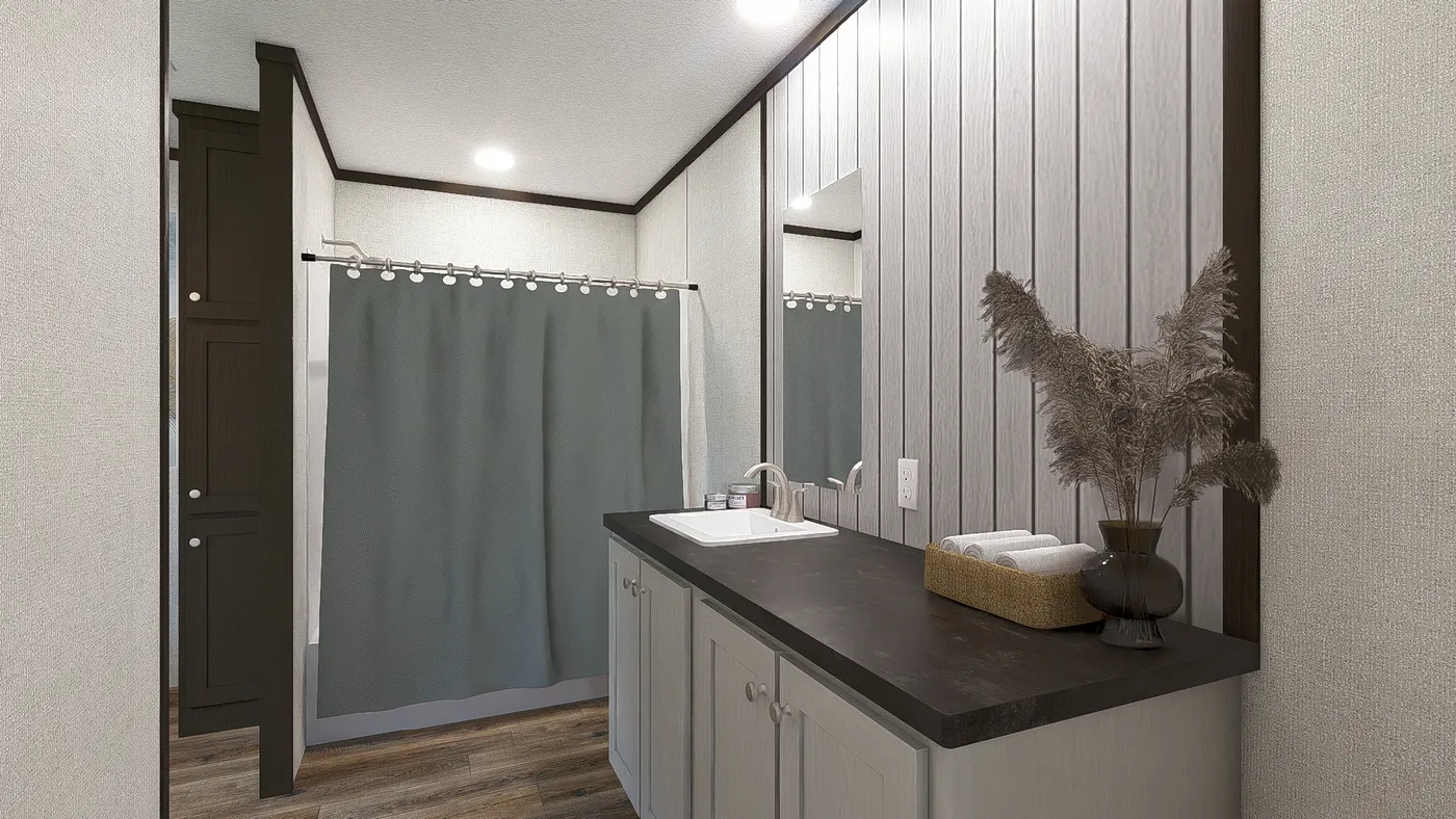 The GLIMPSE Primary Bathroom. This Manufactured Mobile Home features 3 bedrooms and 2 baths.