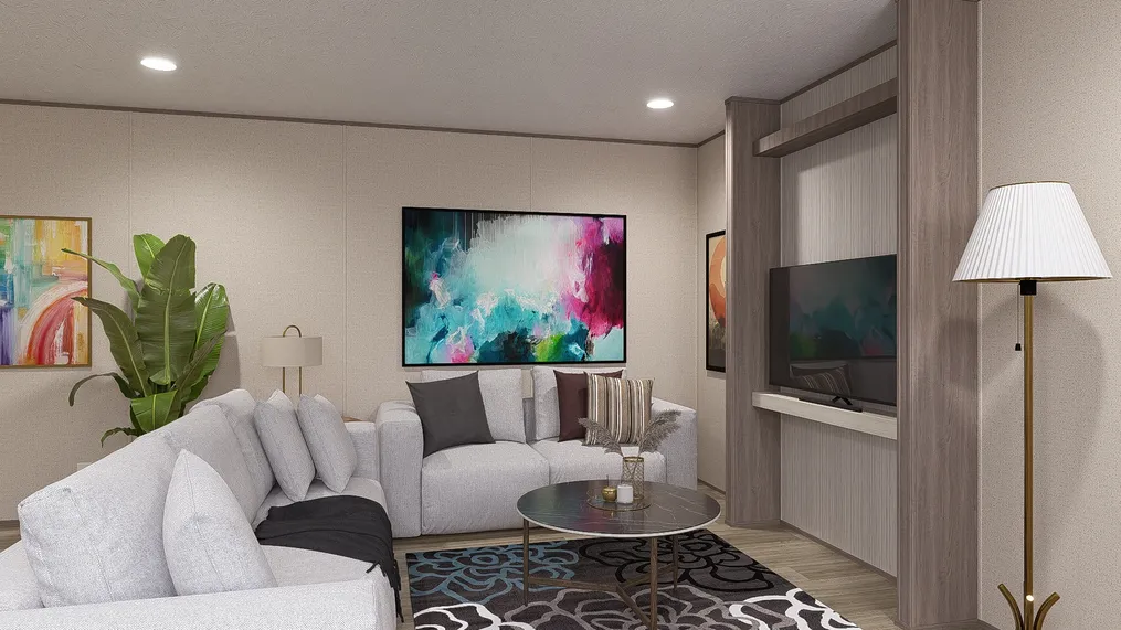 The BLAZER 76 4A Living Room. This Manufactured Mobile Home features 4 bedrooms and 2 baths.