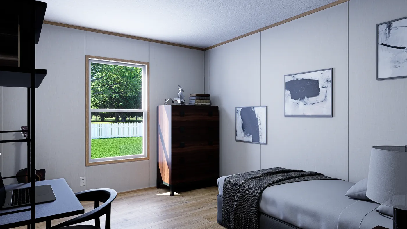 The ELEMENT Guest Bedroom. This Manufactured Mobile Home features 3 bedrooms and 2 baths.