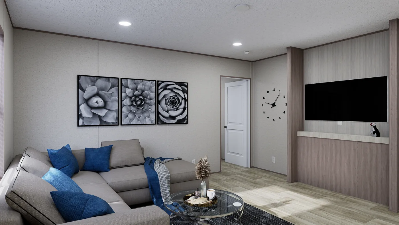 The FOOTHILLS 66 Living Room. This Manufactured Mobile Home features 3 bedrooms and 2 baths.