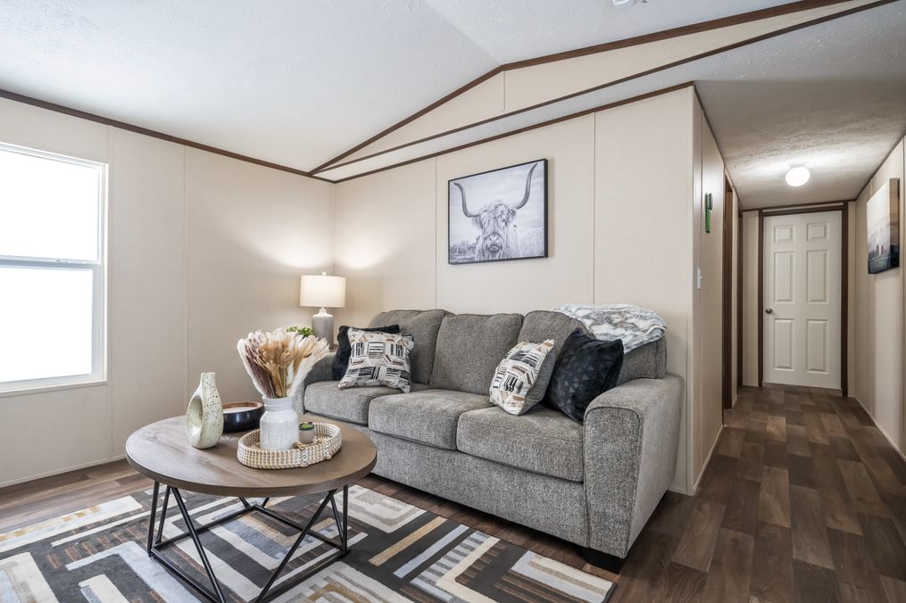The ELATION Living Room. This Manufactured Mobile Home features 3 bedrooms and 2 baths.