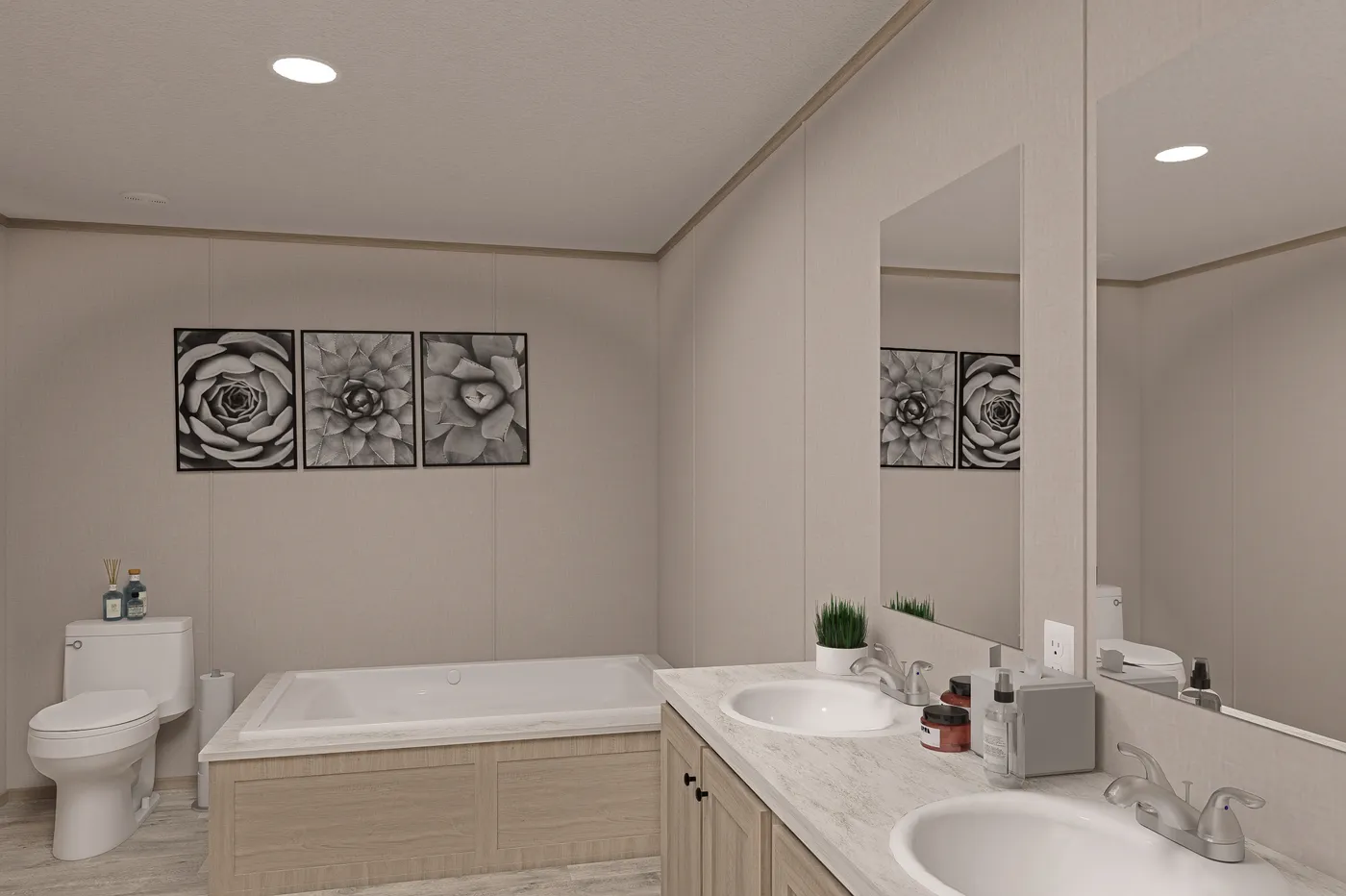 The THE EAGLE 68 Primary Bathroom. This Manufactured Mobile Home features 4 bedrooms and 2 baths.