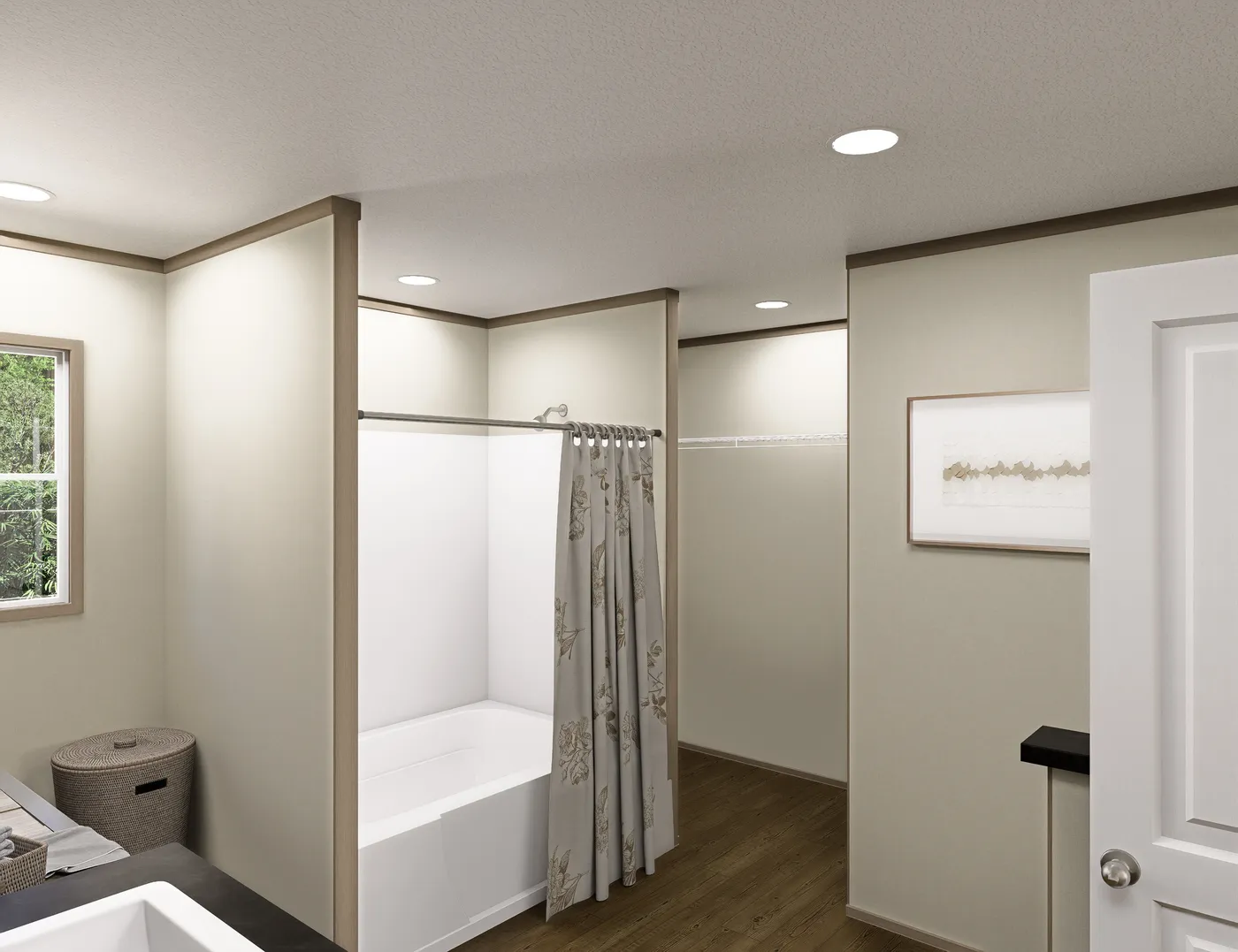 The RAINIER Primary Bathroom. This Manufactured Mobile Home features 4 bedrooms and 3 baths.