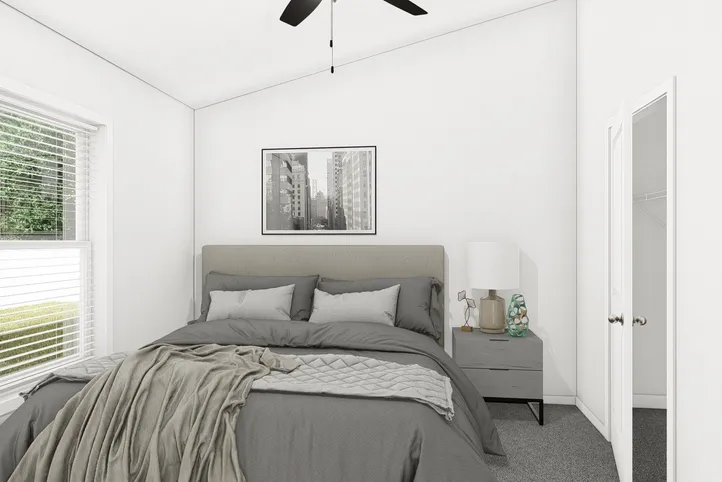 The ING564F SHASTA              GW Bedroom. This Manufactured Mobile Home features 3 bedrooms and 2 baths.