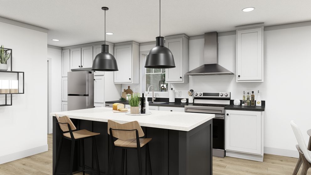 The WONDERFUL WORLD Kitchen. This Manufactured Mobile Home features 3 bedrooms and 2 baths.