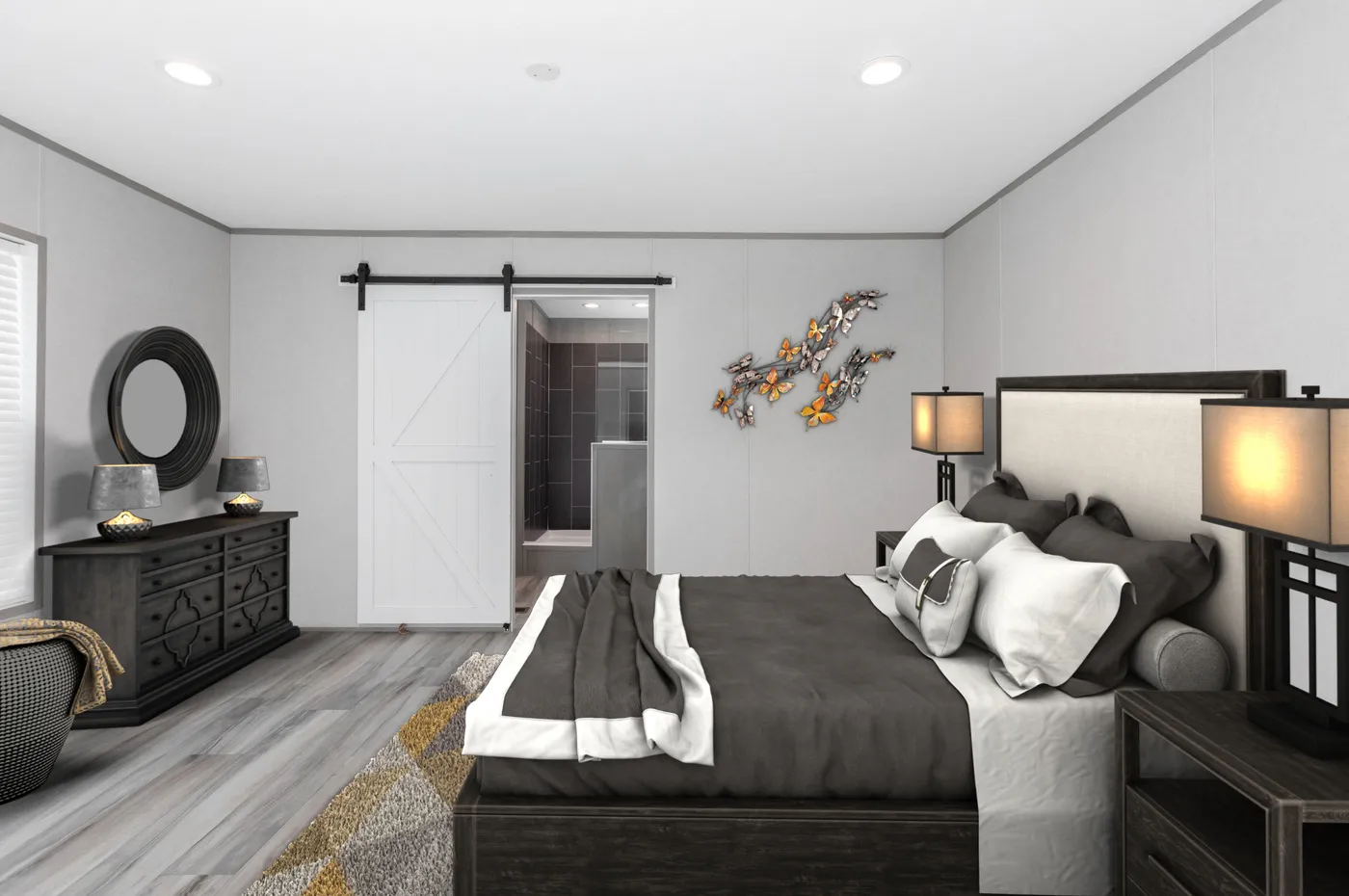 The THE ULTIMATE SHOWER Primary Bedroom. This Manufactured Mobile Home features 3 bedrooms and 2 baths.
