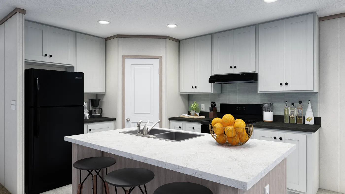 The 5228-E774P THE PULSE Kitchen. This Manufactured Mobile Home features 3 bedrooms and 2 baths.
