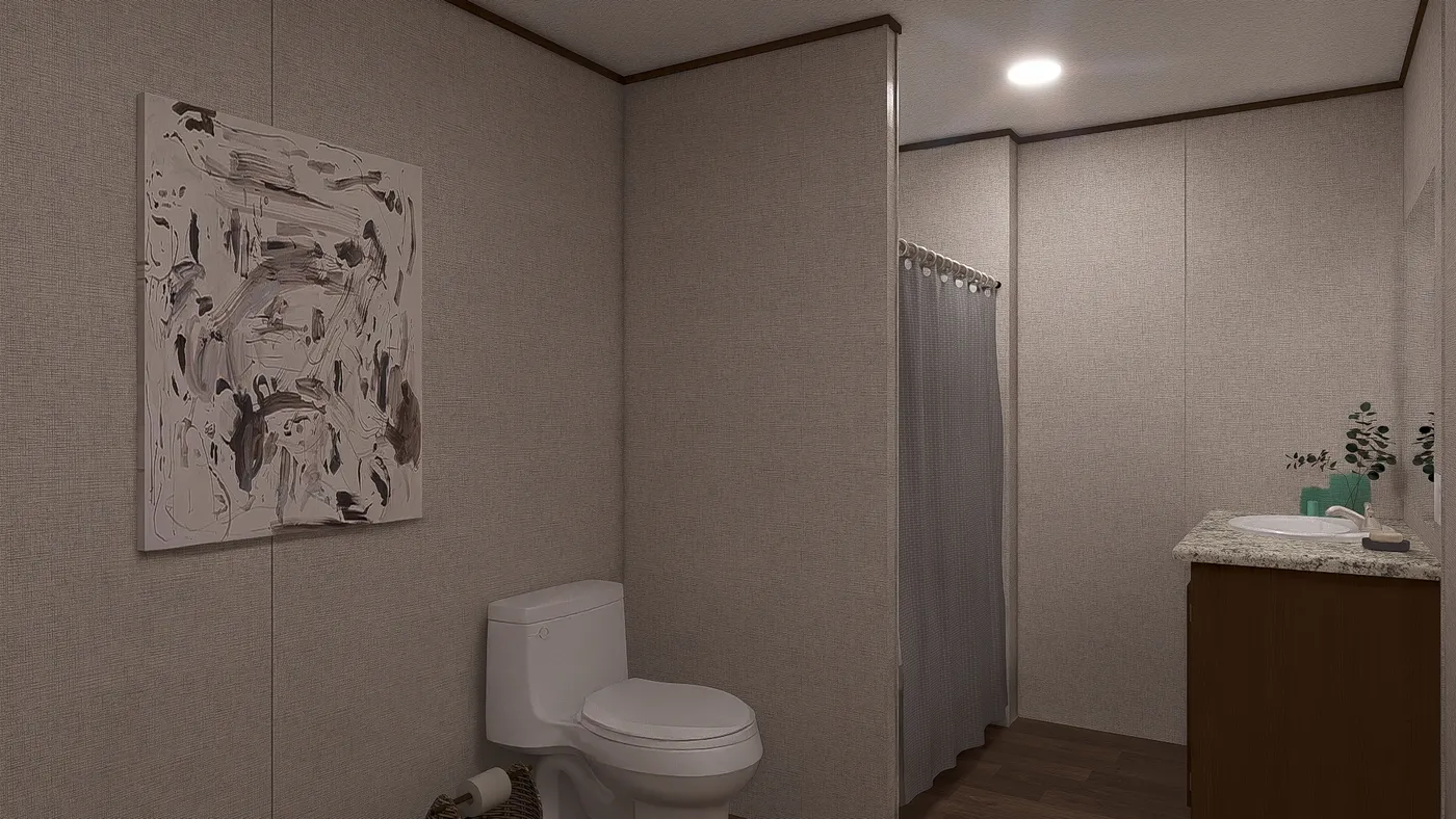 The OAK Guest Bathroom. This Manufactured Mobile Home features 4 bedrooms and 2 baths.