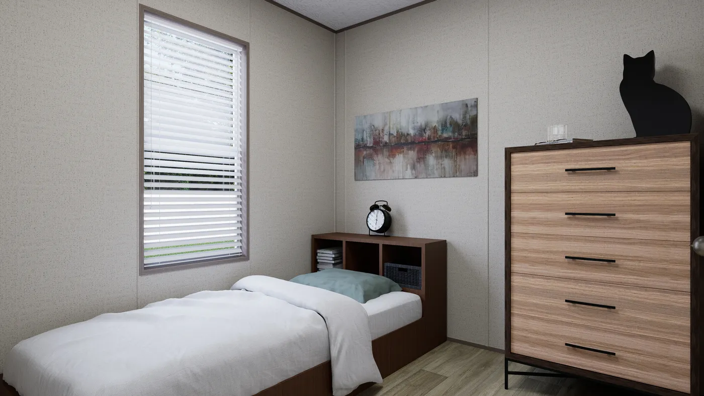 The ROCKY CREST Guest Bedroom. This Manufactured Mobile Home features 3 bedrooms and 2 baths.