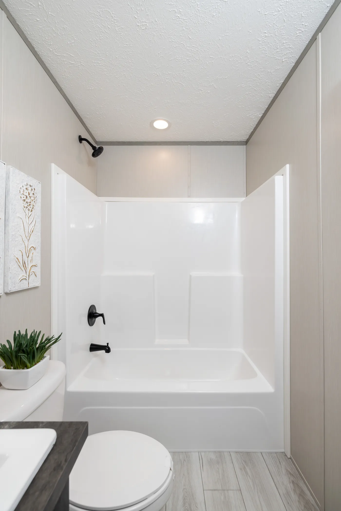 The SHOWER HOUSE Guest Bathroom. This Manufactured Mobile Home features 3 bedrooms and 2 baths.