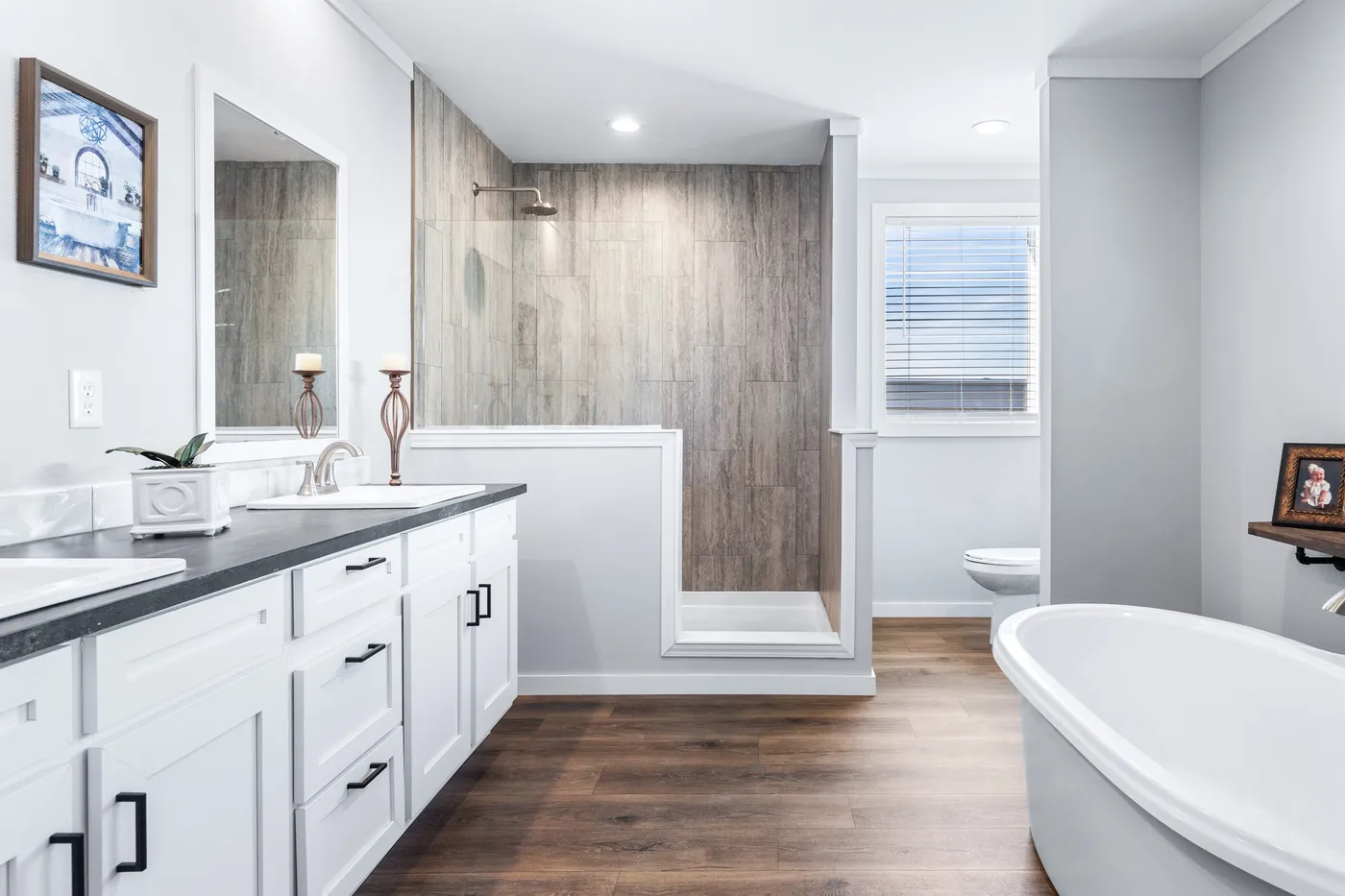 The THE FUJI Primary Bathroom. This Manufactured Mobile Home features 4 bedrooms and 3 baths.