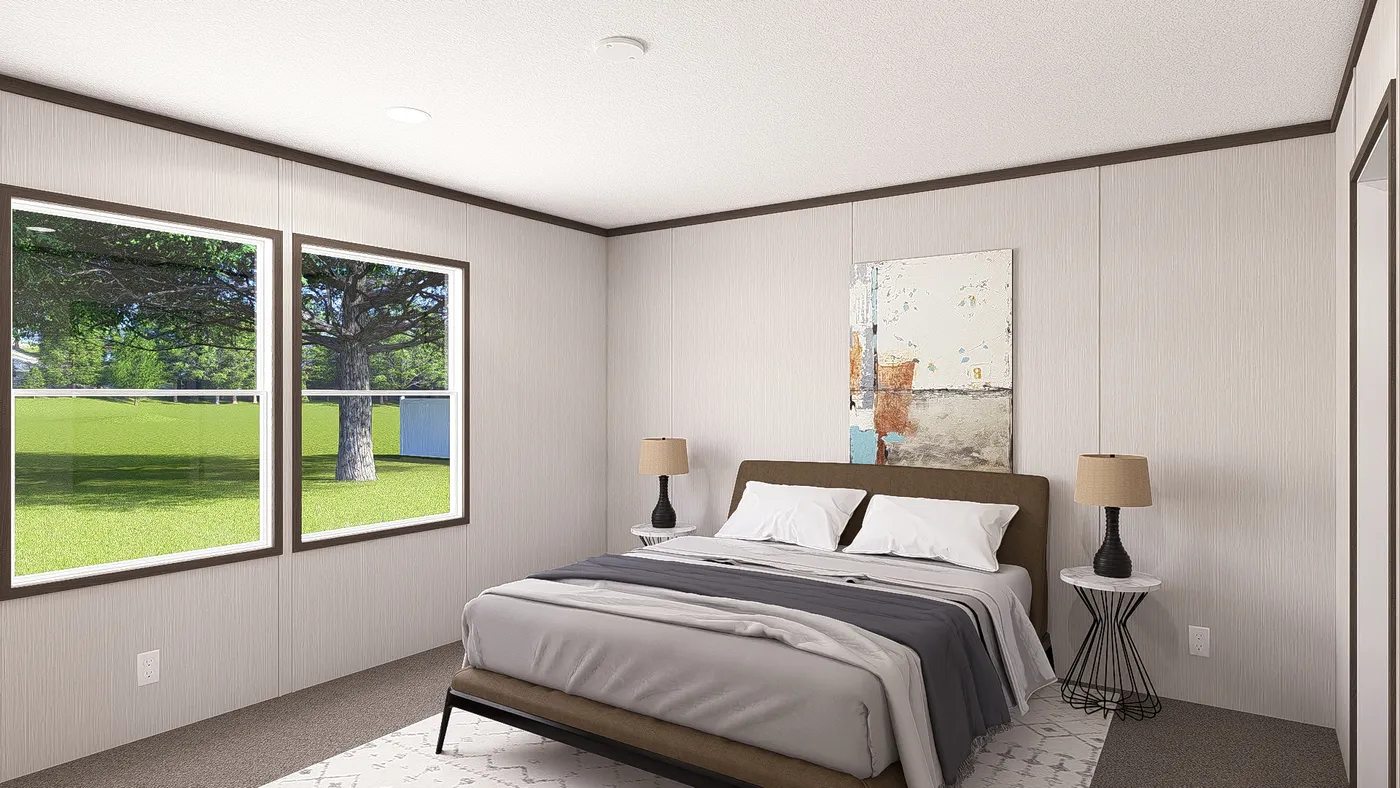 The LEGEND 28X68 Primary Bedroom. This Manufactured Mobile Home features 4 bedrooms and 2 baths.