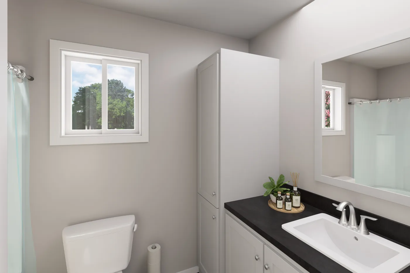 The DRM661M 66'              DREAM Guest Bathroom. This Manufactured Mobile Home features 2 bedrooms and 2 baths.