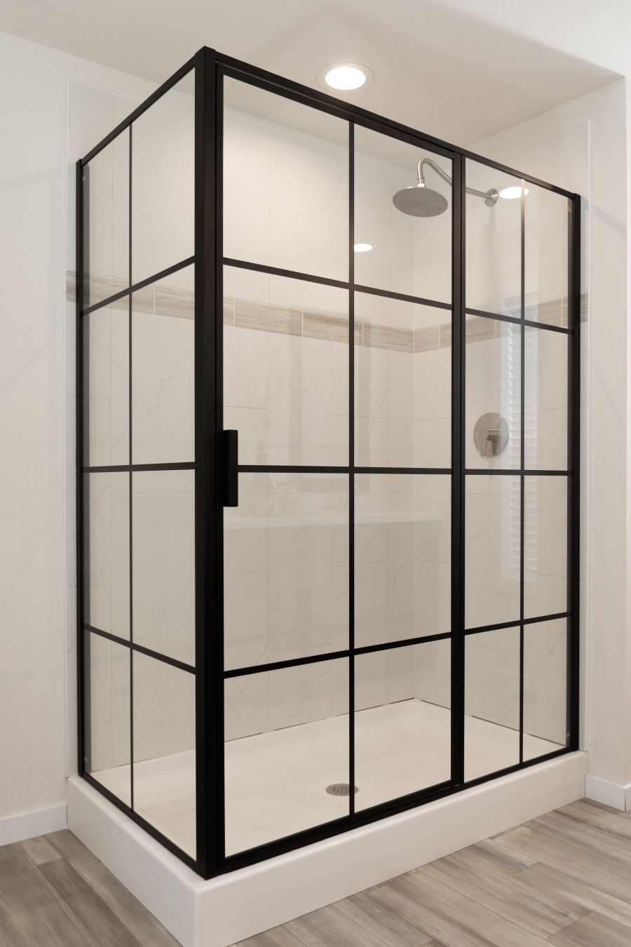 2-Sided Glass Black Matte Grid Shower