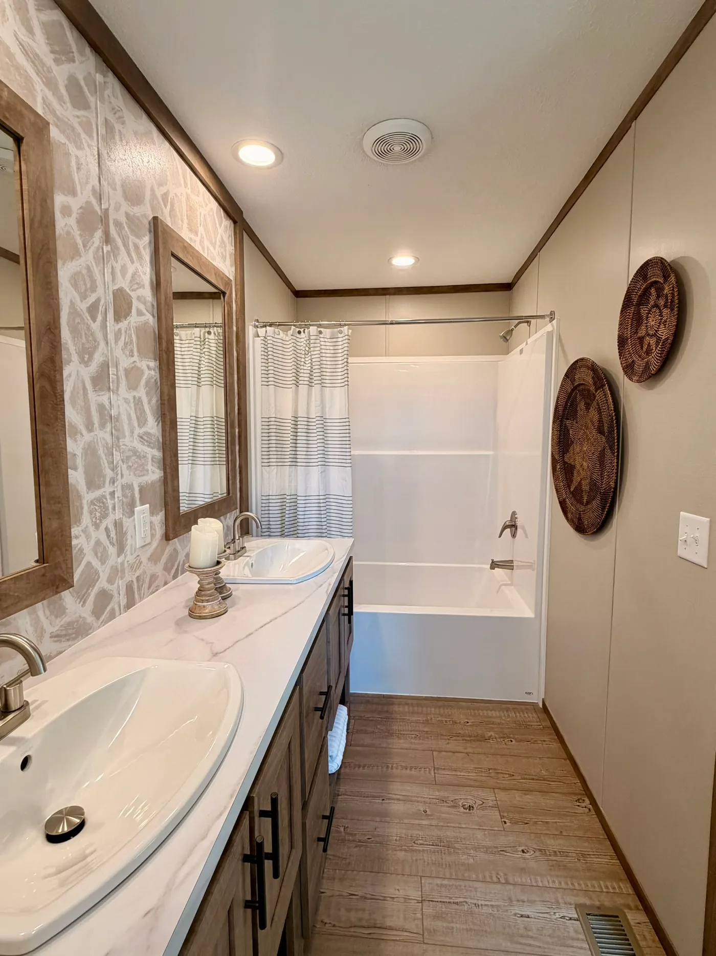 The HUDSON Primary Bathroom. This Manufactured Mobile Home features 3 bedrooms and 2 baths.