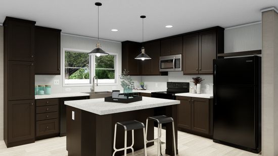 The ULTRA BREEZE 28X76 Kitchen. This Manufactured Mobile Home features 4 bedrooms and 2 baths.