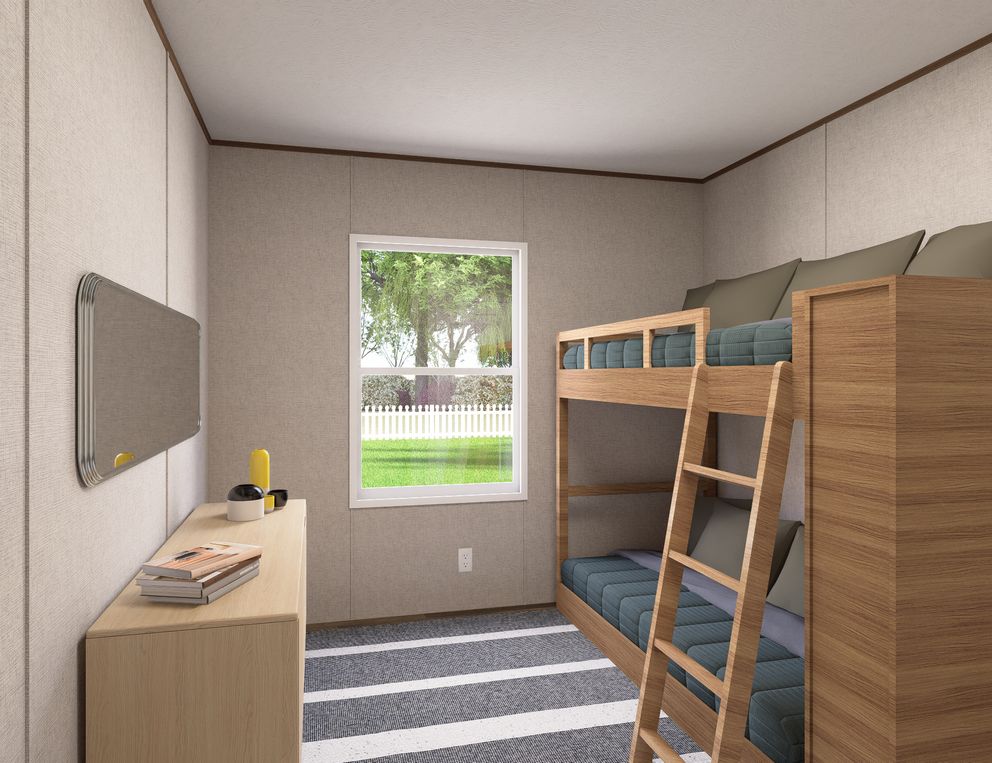 The OAK Guest Bedroom. This Manufactured Mobile Home features 4 bedrooms and 2 baths.