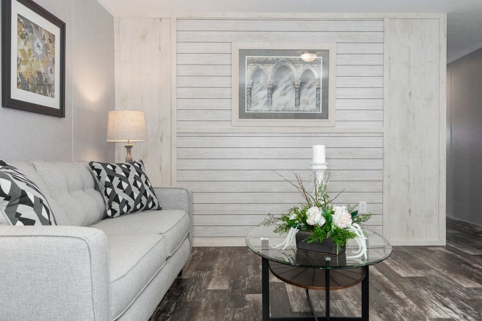 The SAPPHIRE Living Room. This Manufactured Mobile Home features 3 bedrooms and 2 baths.