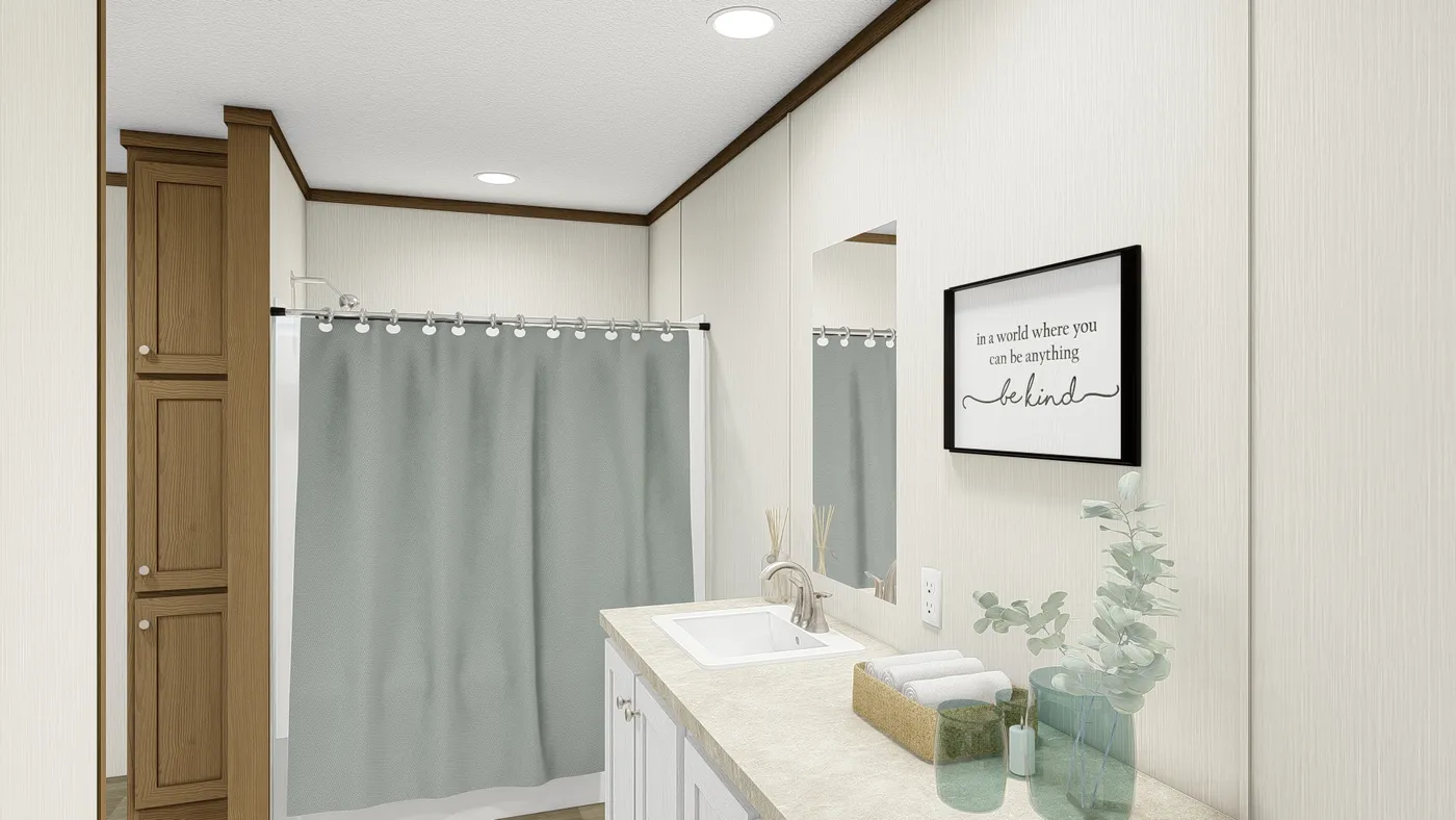 The IMPACT Primary Bathroom. This Manufactured Mobile Home features 4 bedrooms and 2 baths.