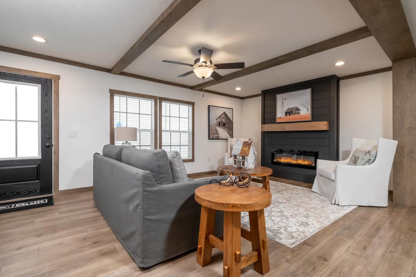 The THE LIZZIE Living Room. This Manufactured Mobile Home features 3 bedrooms and 2 baths.